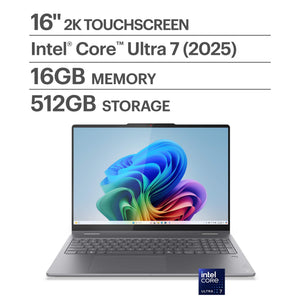 Lenovo - Yoga 7i 2-in-1 16" 2K Touchscreen Laptop - Core Ultra 7 Processor 266V 2024 - 16GB Memory - 512GB Storage - Copilot+ PC - Luna Grey