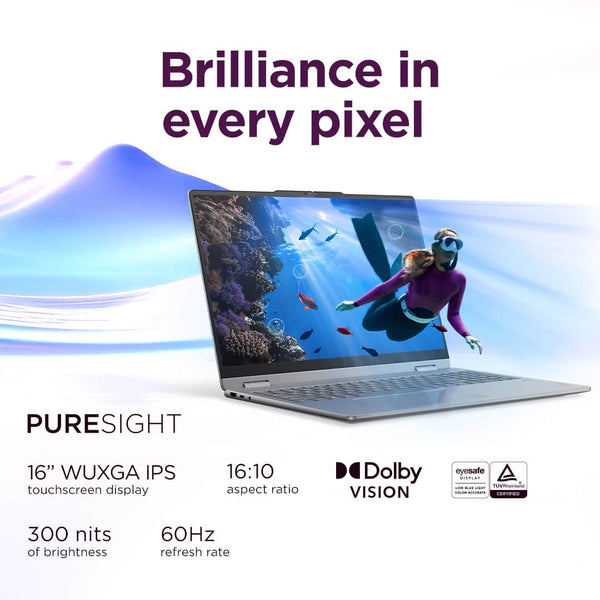 Lenovo - Yoga 7i 2-in-1 16" 2K Touchscreen Laptop - Core Ultra 7 Processor 266V 2024 - 16GB Memory - 512GB Storage - Copilot+ PC - Luna Grey