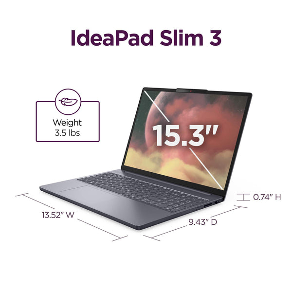 Lenovo - IdeaPad Slim 3 15.3" 2k Touchscreen Laptop - Ryzen 7 8840HS 2023 - 16GB Memory - 512GB Storage - Luna Grey