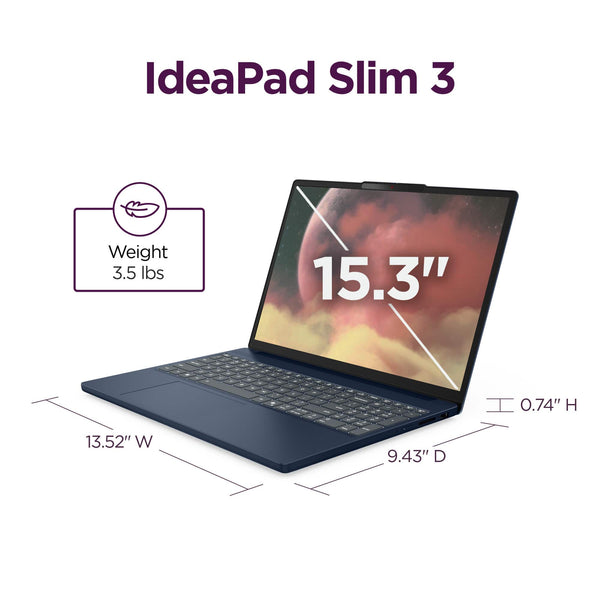 Lenovo - IdeaPad Slim 3 15.3" 2k Touchscreen Laptop - AMD Ryzen 7 155 2026 - 16GB Memory - 256GB SSD - Cosmic Blue