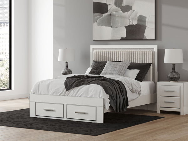 Zuraleus - Upholstered Panel Platform Storage Bed #white #queen