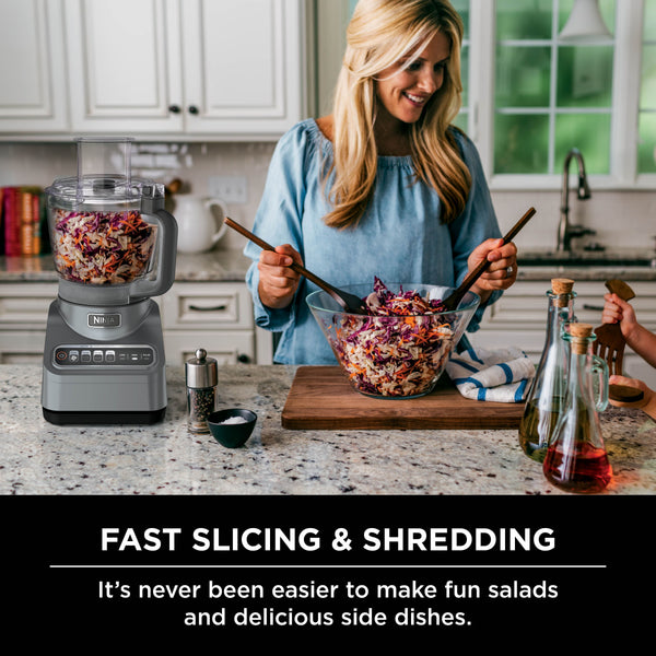Ninja - Professional Plus Food Processor, 1000 Peak Watts, 9-Cup Capacity, 4 Auto-iQ Preset Programs - Cloud Silver