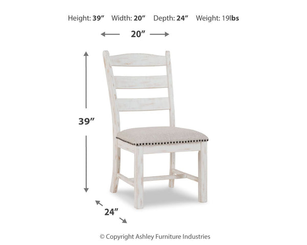 Valebeck - Silla de comedor tapizada (Juego de 2) - Beige / Blanco