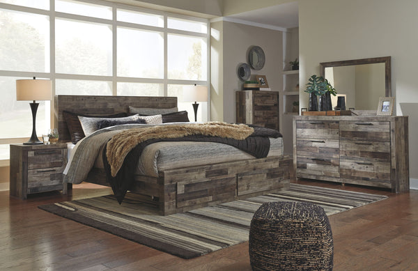 Derekson - Panel Bedroom Set #6pc.bed,dresser,mirror,chest,2nightstands|4pc.bed,dresser,mirror,chest #king #2drawers