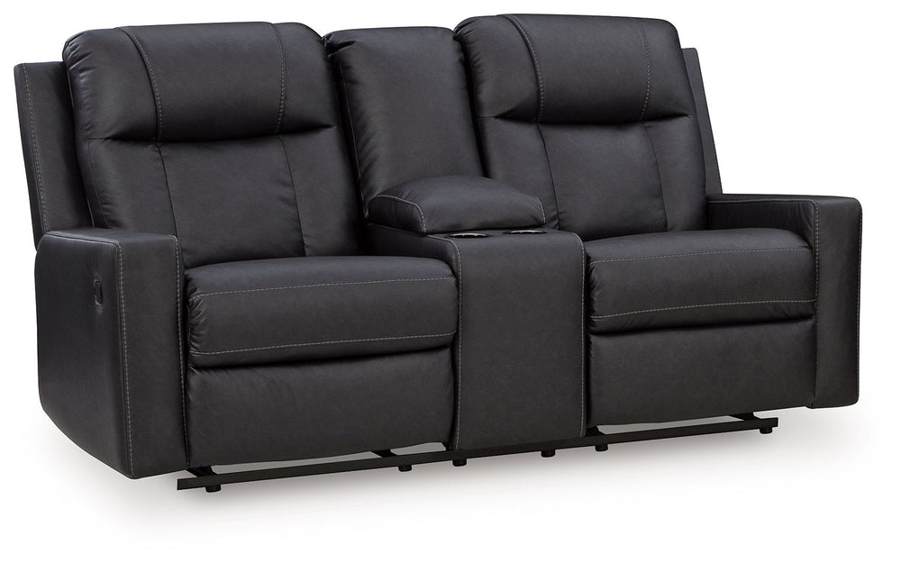 Mackmenville - Double Reclining Loveseat With Console #black