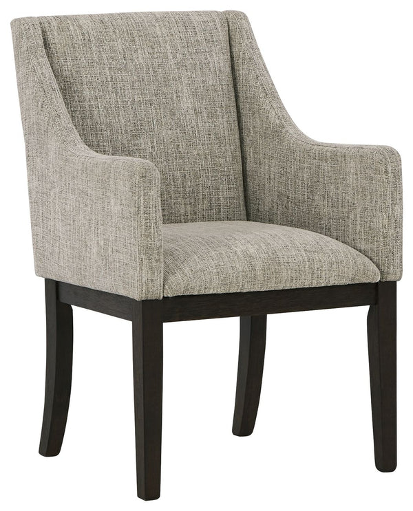 Burkhaus - Silla de comedor tapizada con apoyabrazos (Set de 2) - Beige / Marrón oscuro