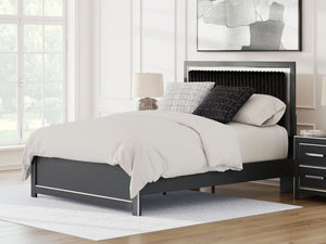 Zuraleus - Upholstered Panel Platform Bed With Roll Slats #black #queen