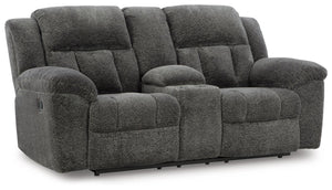 Frohn - Dbl Reclining Loveseat With Console #darkgray
