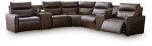 ModZ - Power Reclining Sectional #darkbrown #7pc.powerrecliningsectionalwith2audioconsoles|7pc.powerrecliningsectionalwith2armlesschairsand2audioconsoles