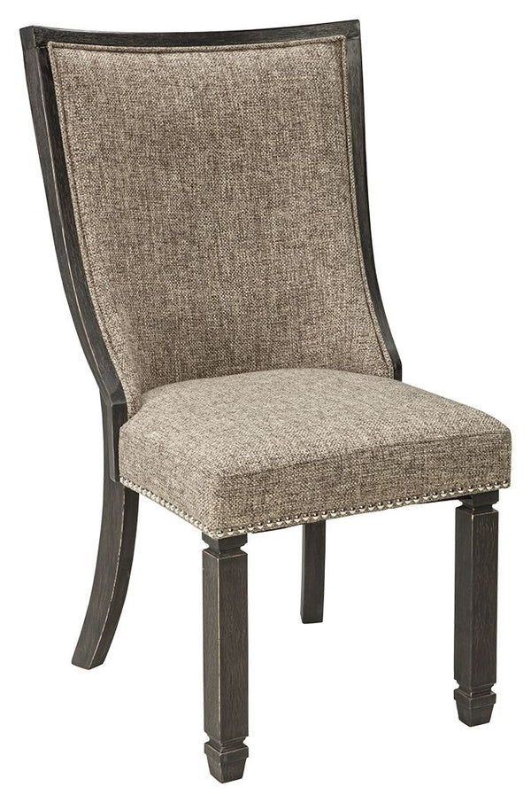 Tyler Creek - Silla auxiliar de comedor tapizada (juego de 2) - Respaldo enmarcado - Negro / Marrón grisáceo