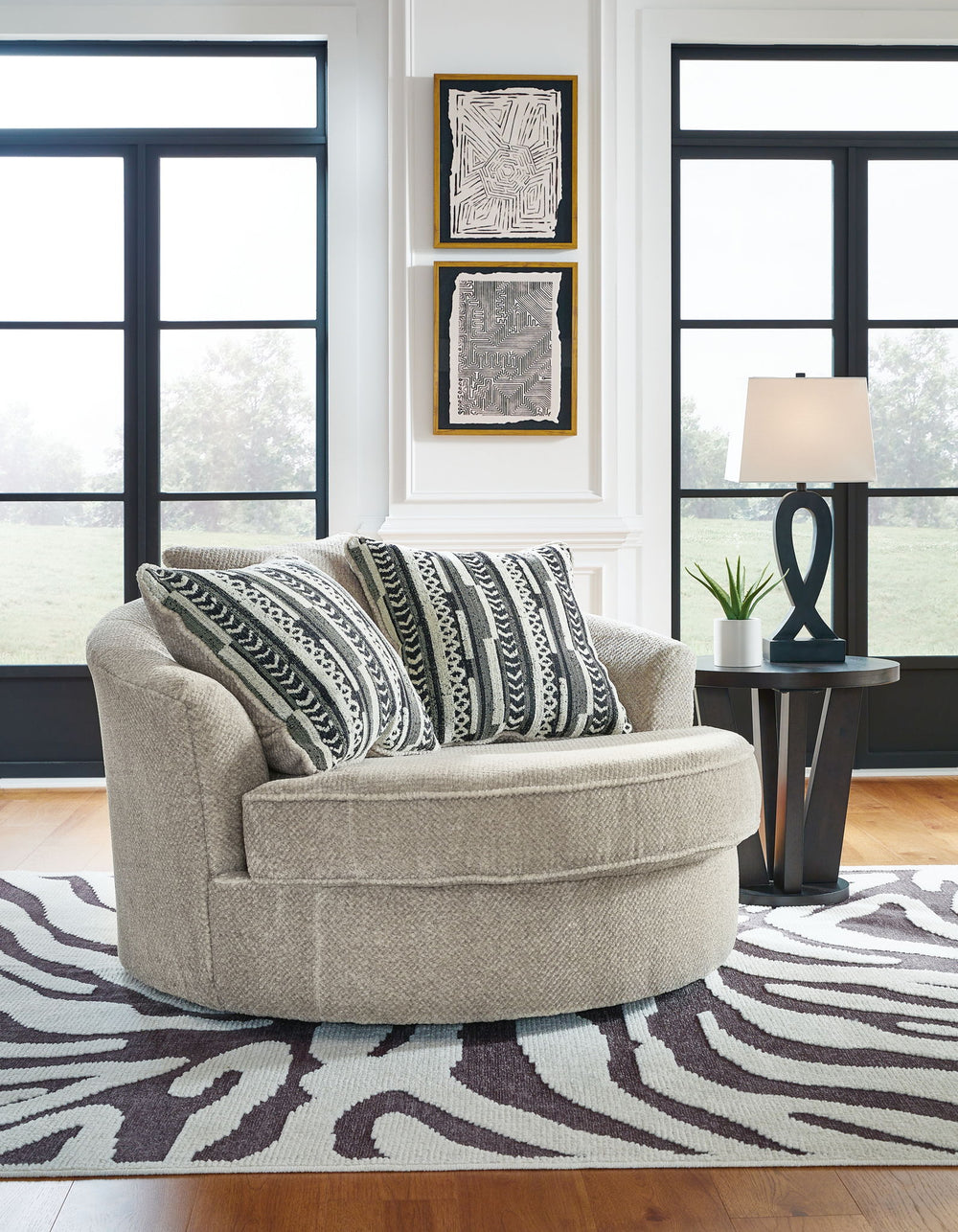 Calnita - Sillón giratorio decorativo grande - Sisal