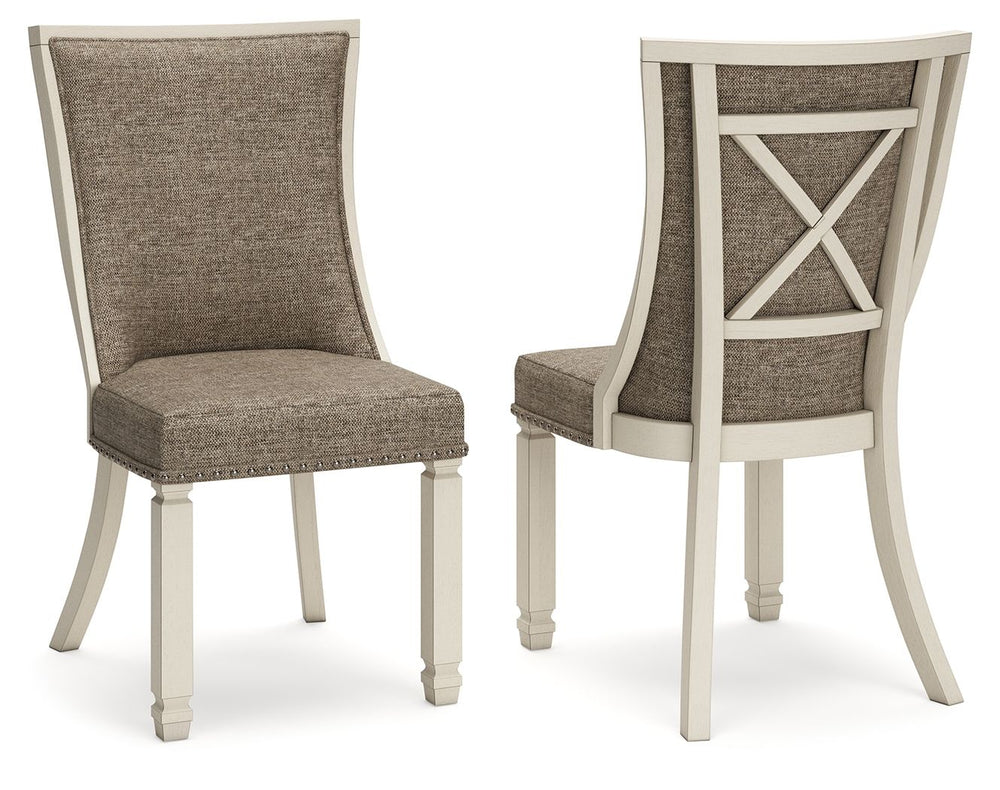 Bolanburg - Silla de comedor tapizada (juego de 2) - Respaldo enrejado - Marrón/Beige