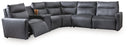 ModZ - Power Reclining Sectional #blue #6pc.powerrecliningsectionalwith2armlesschairsandaudioconsole