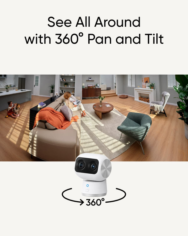 eufy - S350 Indoor Wired 4K PTZ Security Camera with Dual Lens - White