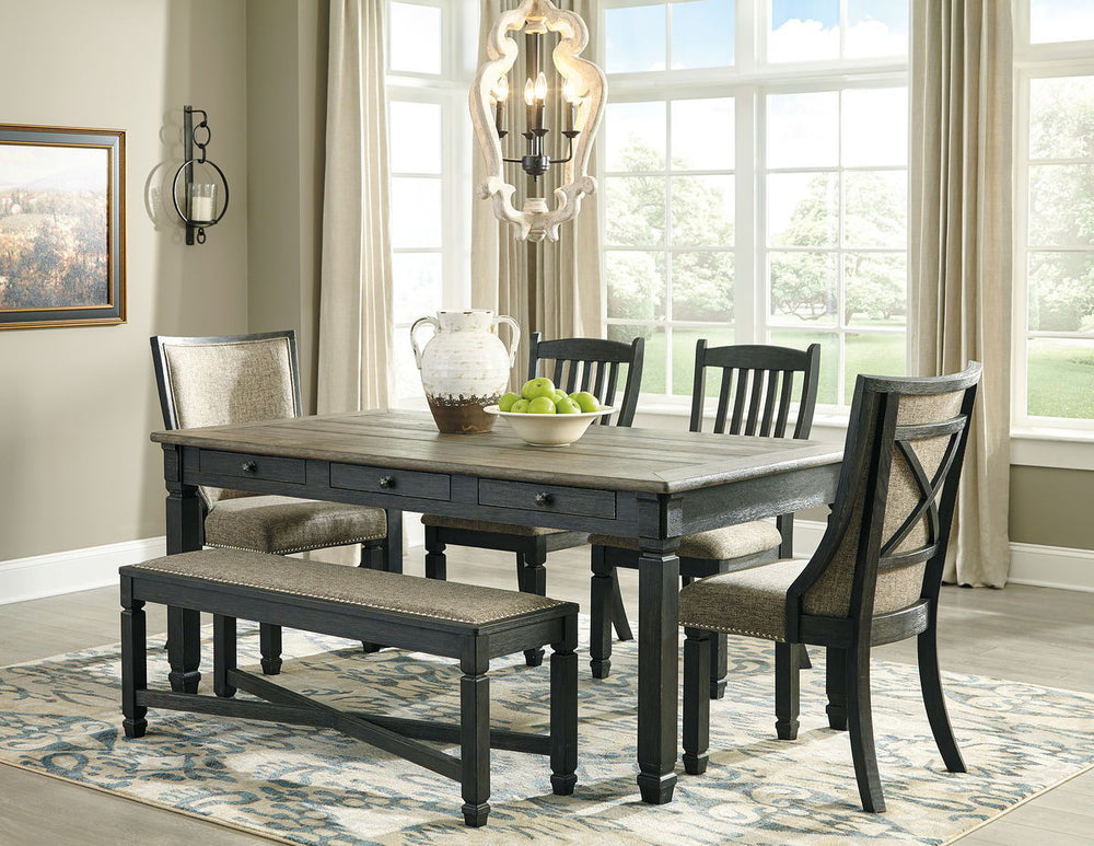 Tyler Creek - Dining Table Set #6pc.table,2sidechairs,2upholsteredsidechairs,bench