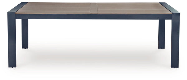 East Beach - Mesa de comedor rectangular con opción de sombrilla - Azul