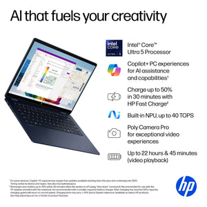 HP - OmniBook X Flip 2-in-1 - Copilot+ PC - 14" 2K Touch-Screen Laptop - Intel Core Ultra 5 226V - 16GB Memory - 512GB SSD - Atmospheric Blue