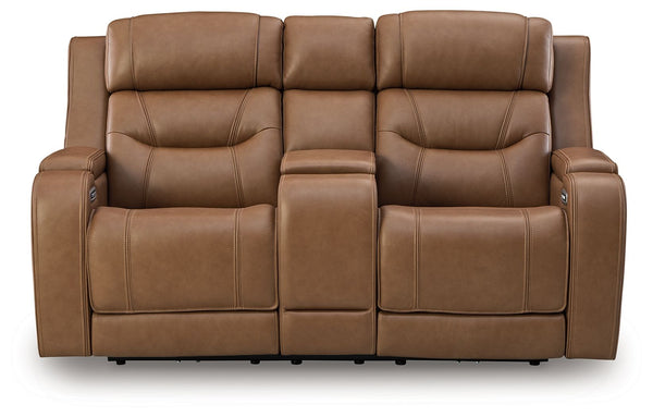 Knightington - Power Reclining Loveseat With Audio Seating #lightbrown