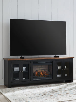 Wildenauer - 76" TV Stand With Electric Fireplace #fauxbrickfireplaceinsert