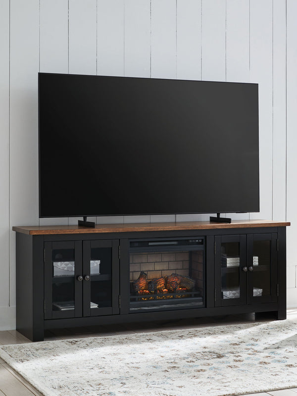 Wildenauer - 76" TV Stand With Electric Fireplace #fauxbrickfireplaceinsert
