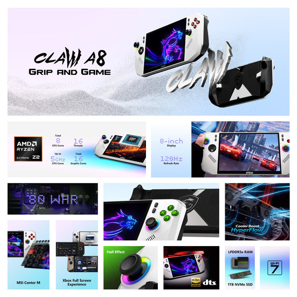 Claw A8 BZ2EM 8" 120Hz FHD+ 1200P Gaming Handheld - Ryzen Z2 Extreme - AMD Radeon Graphic - 24GB - 1TBSSD