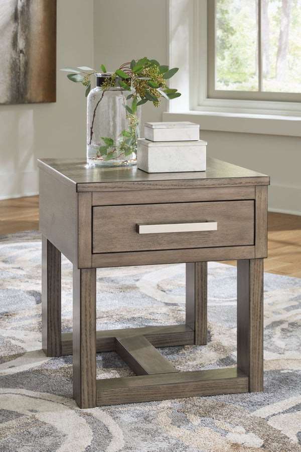 Loyaska - Mesa auxiliar rectangular - Marrón grisáceo