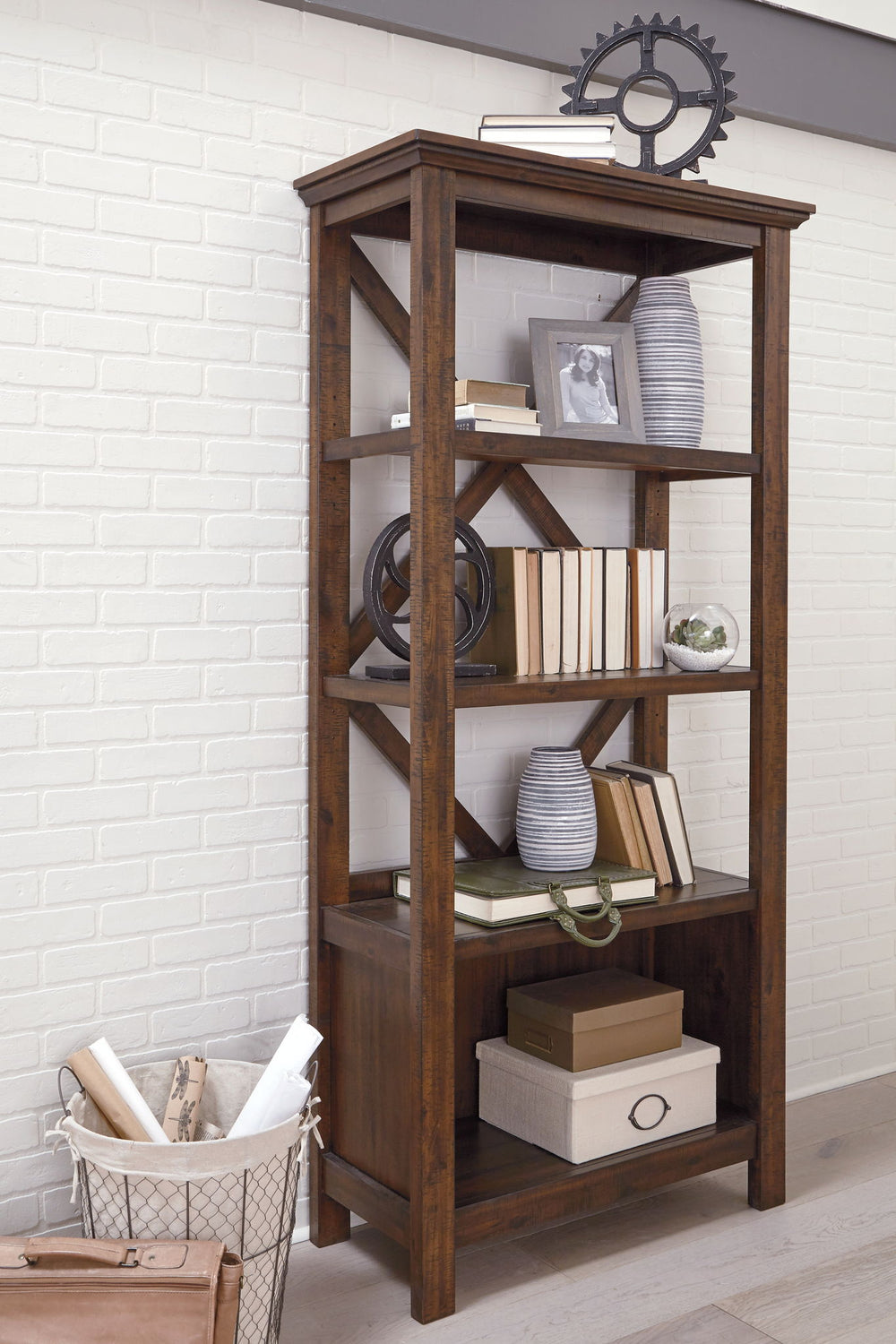 Baldridge - Large Bookcase - Rustic Brown
