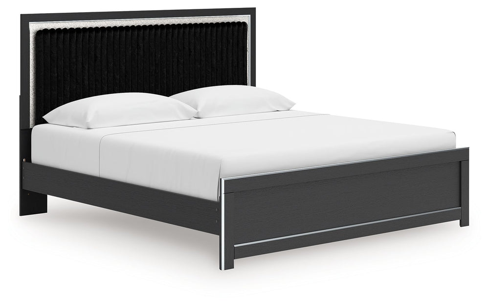 Zuraleus - Upholstered Panel Platform Bed With Roll Slats #black #king