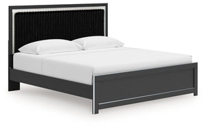 Zuraleus - Upholstered Panel Platform Bed With Roll Slats #black #king