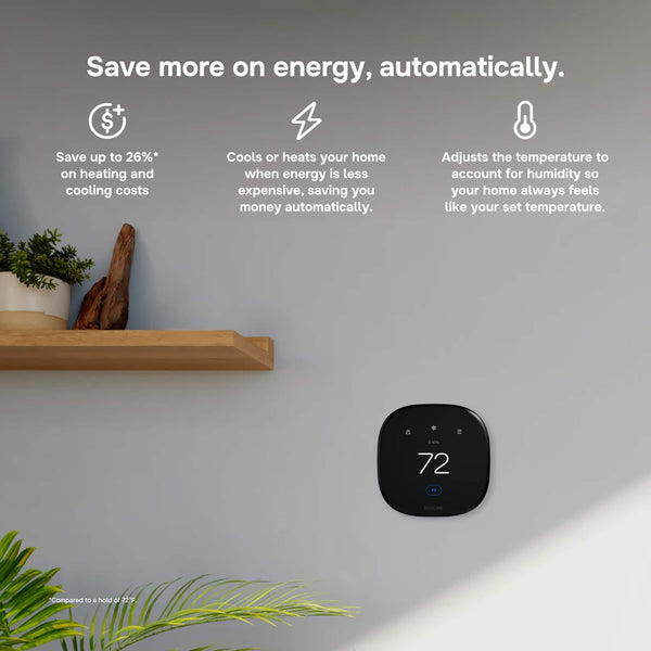 ecobee - Enhanced Smart Programmable Touch-Screen Wi-Fi Thermostat with Alexa, Apple HomeKit and Google Assistant - Black