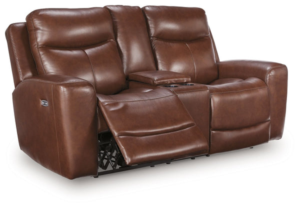 Bexhurst - Power Reclining Loveseat With Console / Adjustable Headrest #darkbrown