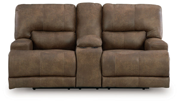Sofá reclinable biplaza Beckley Place con consola y reposacabezas ajustable - Earth
