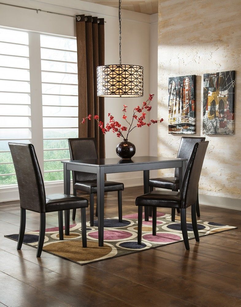 Kimonte - Dining Table Set #5pc.table,2ivorychairs,2brownchairs