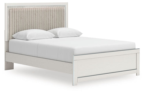 Zuraleus - Upholstered Panel Platform Bed With Roll Slats #white #queen