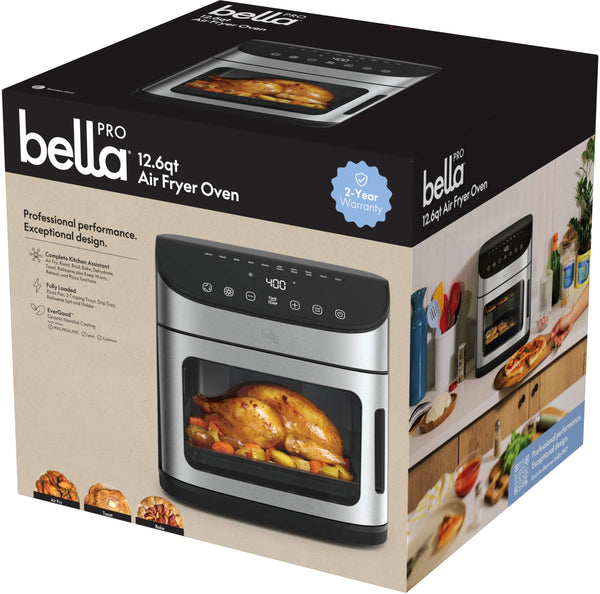 bella PRO - 12.6-qt. Air Fryer Oven: Air Fry, Roast, Broil, Bake, Dehydrate, Toast, Rotisserie + Keep Warm, Reheat & Pizza Functions - Stainless Steel