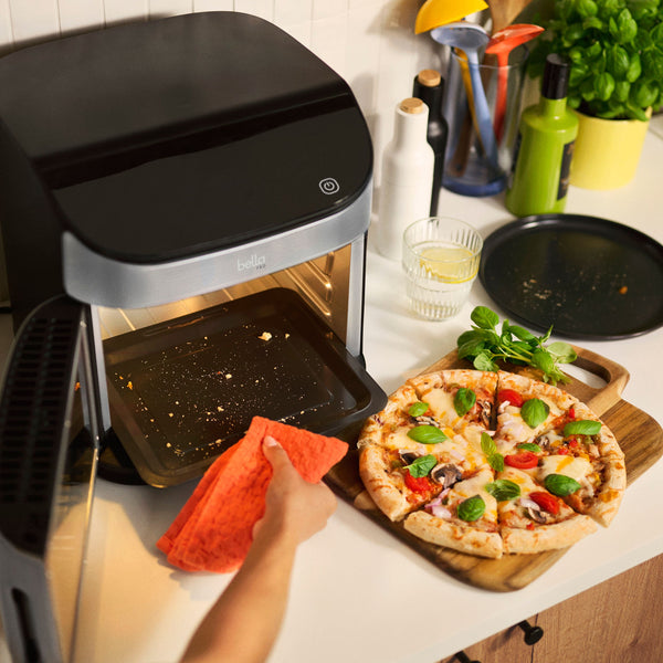 bella PRO - 12.6-qt. Air Fryer Oven: Air Fry, Roast, Broil, Bake, Dehydrate, Toast, Rotisserie + Keep Warm, Reheat & Pizza Functions - Stainless Steel