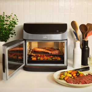 bella PRO - 12.6-qt. Air Fryer Oven: Air Fry, Roast, Broil, Bake, Dehydrate, Toast, Rotisserie + Keep Warm, Reheat & Pizza Functions - Stainless Steel