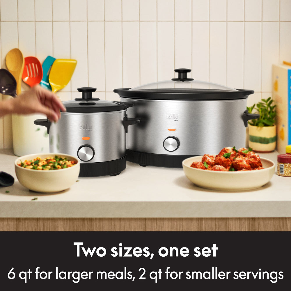 bella PRO - 6-qt. & 2-qt. Slow Cooker Duo - Stainless Steel