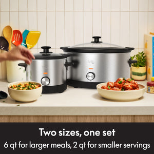 bella PRO - 6-qt. & 2-qt. Slow Cooker Duo - Stainless Steel