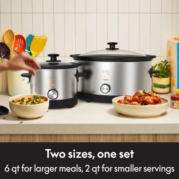 bella PRO - 6-qt. & 2-qt. Slow Cooker Duo - Stainless Steel