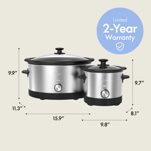 bella PRO - 6-qt. & 2-qt. Slow Cooker Duo - Stainless Steel