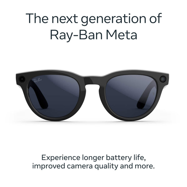 Ray-Ban Meta - Headliner (Gen 2) glasses with Meta AI, Audio, Photo, Video Compatibility - Transitions Sapphire lenses - Shiny Black