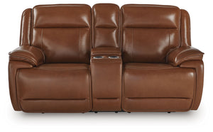 Sofá biplaza reclinable eléctrico Healy Pier con consola y reposacabezas ajustable - Chocolate
