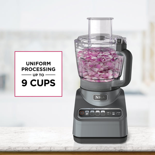 Ninja - Professional Plus Food Processor, 1000 Peak Watts, 9-Cup Capacity, 4 Auto-iQ Preset Programs - Cloud Silver