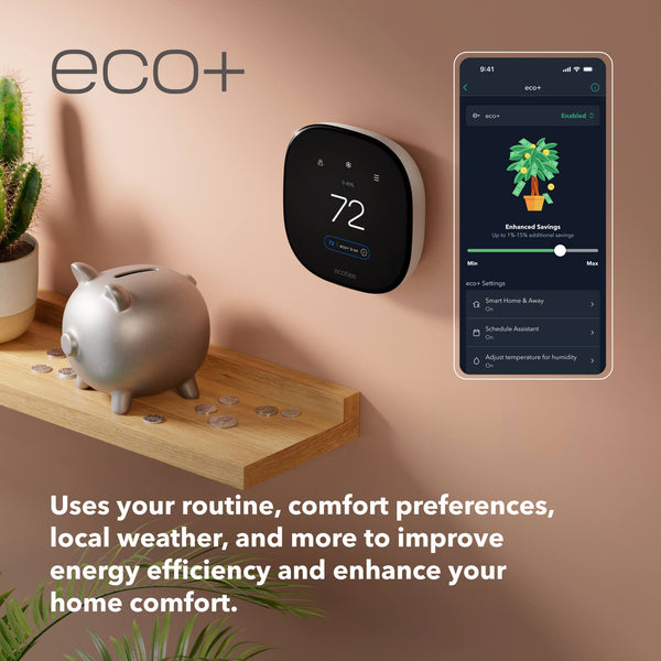 ecobee - Enhanced Smart Programmable Touch-Screen Wi-Fi Thermostat with Alexa, Apple HomeKit and Google Assistant - Black