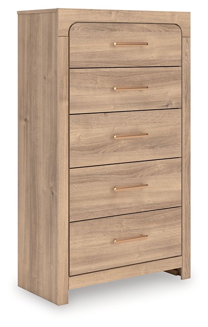Kinlanni - Cómoda de cinco cajones - Marrón claro