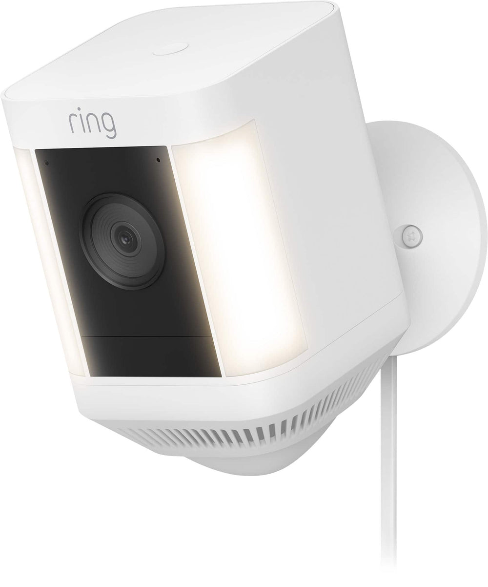 Ring - Spotlight Cam Plus Outdoor/Indoor 1080p Plug-In Surveillance Camera - White