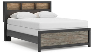 Broachmyn - Lighted Bookcase Panel Bed #queen