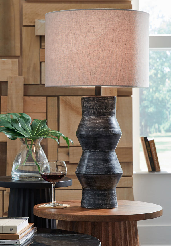 Kerbert - Lámpara de mesa de terracota - Negro envejecido