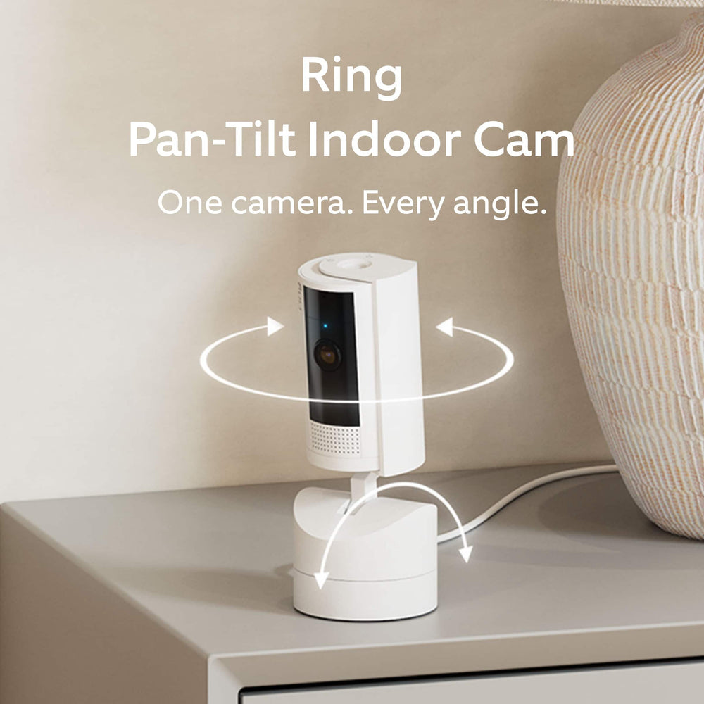 Ring - Pan-Tilt Indoor Security Cam with 360° Horizontal Pan Coverage, Live View & Two-Way Talk, and HD Video - White